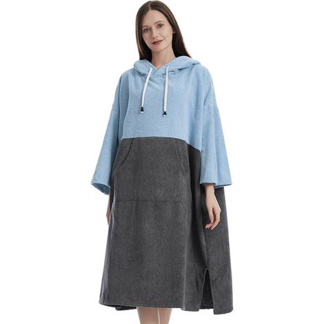 Serviettes de bain à séchage rapide Robe à langer de piscine Poncho à séchage rapide Surf Plongée Serviette à capuche Cape de plage coupe-vent et chaude Convient aux hommes et aux femmes (1/5)