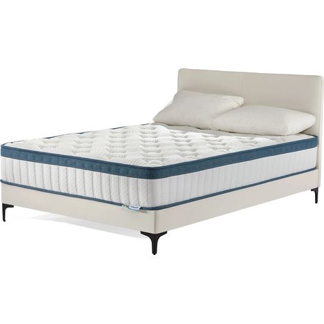 Matelas, Dureté Moyenne, Support Orthopédique à 7 Zones, Blanc et bleu-a, 180 x 200 x 22cm, BLANC-a (1/2)