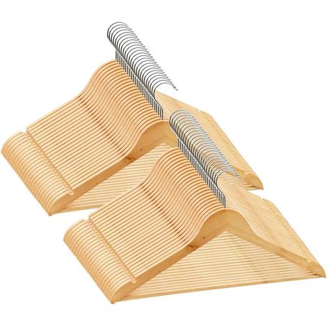 Set Appendiabiti 50 pz Antiscivolo in Legno Massello vidaXL (1/4)
