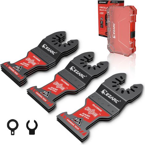 Lot de 10 lames oscillantes en carbure d'obsidienne, lames multi-outils à dégagement rapide pour métal dur, clous, boulons et vis (1/5)