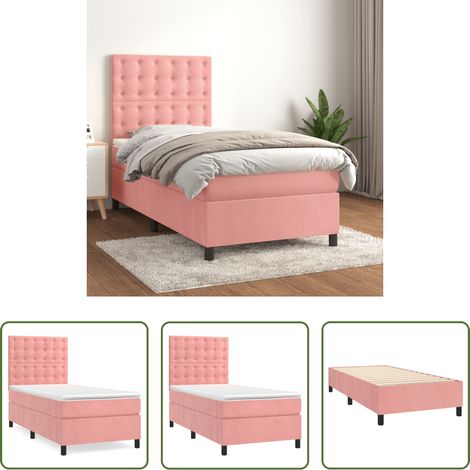 Samtbett - Boxspringbett mit Matratze Rosa 80x200 cm Samt (1/5)