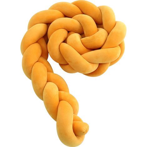 Tour de lit bébé- 3 Tissage Bébé Coussin Serpent Tressé Pare - Choc Velours Protection lit Bumper Pépinière pour Les Nouveau-Nés Lit Chambre Décor avec, curcuma - 1M (1/5)