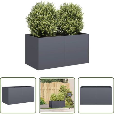 Bac à fleurs - Jardinière anthracite 80x40x40 cm acier laminé à froid (1/5)