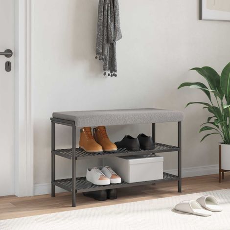 vidaXL Cojín de banco Tela Sherpa Gris Claro Profundidad 35 cm (1/5)