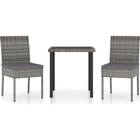 Maison Exclusive - 3-tlg. Garten-Essgruppe Poly Rattan Grau