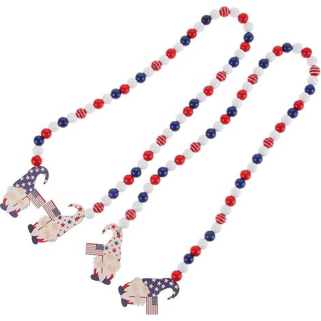 Guirlande de perles en bois pour la fête de l'indépendance, 8 pièces avec breloque gnome (1/5)
