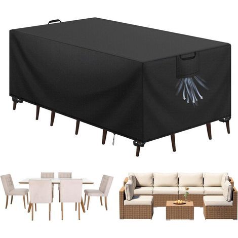 Garden Furniture Cover, Garden Table Tarpaulin, 420D Oxford Fabric, Waterproof Outdoor Furniture Protective Cover, Black, 200x100x75 cm