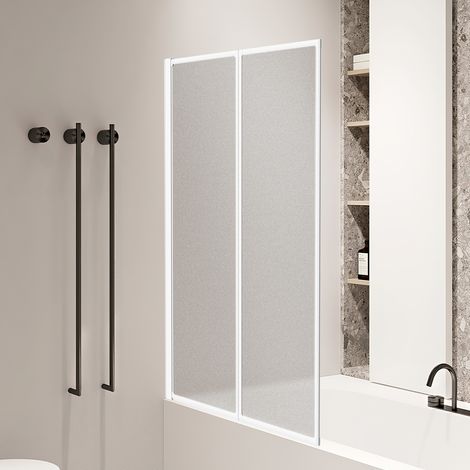 TolleTour Duschwand 100 x 140cm Badewannenaufsatz 2-teilig faltbar ,Weiß (1/5)