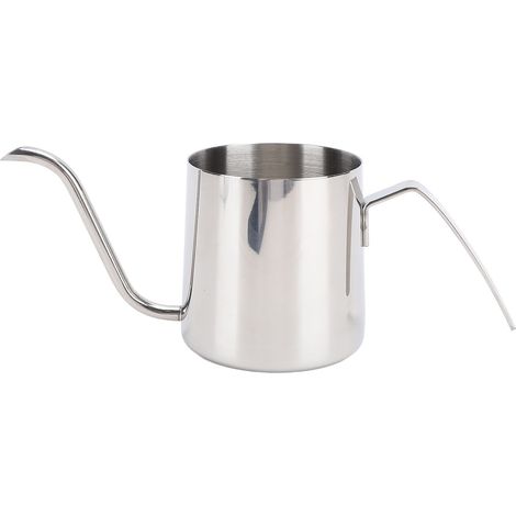 Bouilloire à café de 240 ml en acier inoxydable SUS304 avec bec verseur en col de cygne, théière et tasse anti-gouttes. Idéale pour la maison, le camping et les voyages. (1/5)