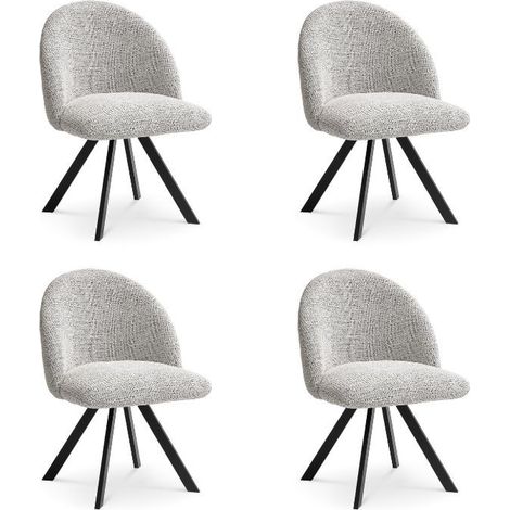 BOBOCHIC - Lot de chaises LALIE tissu chiné et pieds étoile Gris clair (1/5)