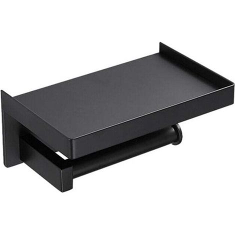 Toilettenpapierhalter, Wandmontierter Toilettenpapierhalter ohne Bohren (Schwarz) (1/5)
