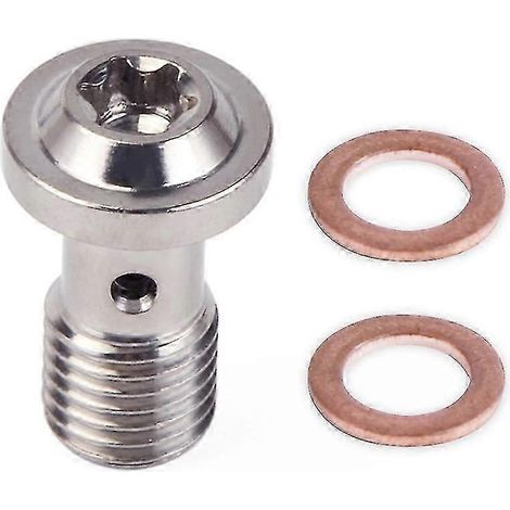 Vis banjo unique M10x1,25 compatible avec les flexibles de frein. Adaptateur de fixation universel en acier inoxydable pour vis banjo simple. (1/5)
