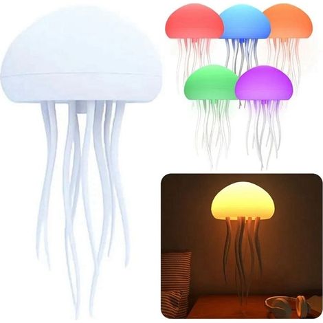 Lampe LED Méduse RGB Dégradée, Lampe de Bureau Rechargeable à Commande Vocale, Lampe de Bureau pour Chambres à Coucher (1/5)