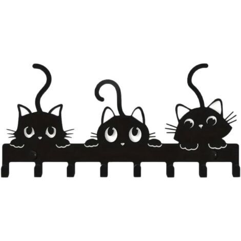 Crochet de stockage de clé de chat en métal monté au mur avec 8 crochets rack de décoration murale pour cuisine bureau salle de bains crochets salon 25cm (1/5)
