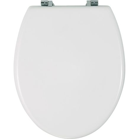 Wenko – Abattant WC blanc Bali – MDF vernis multicouche – Fixation acier inox – Dimensions 35 x 42 cm – Résistant à l'humidité (1/6)
