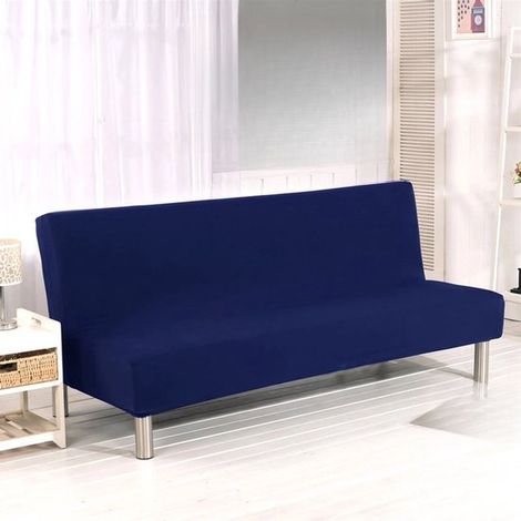 Funda para sofá sin brazos/funda para cama/funda protectora para sofá, tamaño completo 190-210 cm (azul marino)