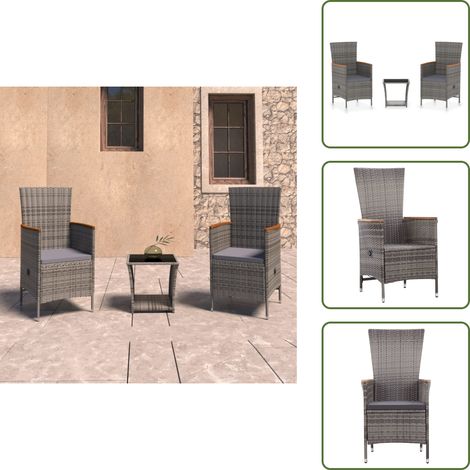 Tavolo da giardino - vidaXL Set Divani da Giardino 3 pz con Cuscini in Polyrattan Grigio - Set da giardino