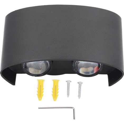 Wall light wall-mounted LED 4W 3000K, hot and waterproof in aluminum, lighting of outdoor with lampshade diffus, key hexagonal 85-265V (1/5)