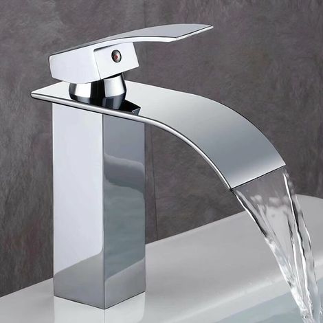 Robinet de salle de bain, Design Moderne de Cascade Robinet Lavabo, Conception durable de corps de valve de cuivre, Laiton chromé. Eau chaude et froide disponible (1/2)