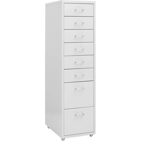 Cajonera mueble de oficina con ruedas 8 cajones 28 x 41 x 109 cm en metal gris DEC024573