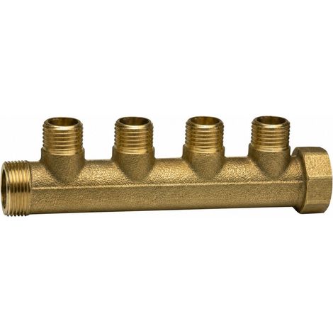 Collecteur nourrice 4 sorties 20x27 (3/4") Mâle/Femelle Laiton pour plomberie sanitaire - 20 pièces (1/4)