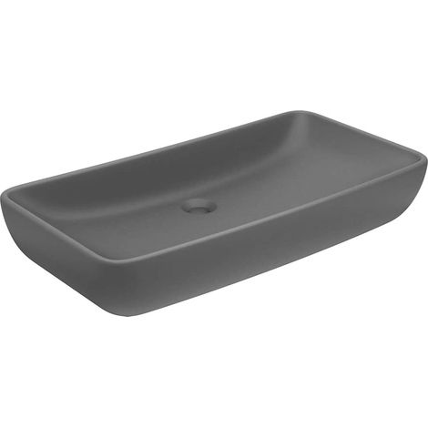 Lavabo vasque à poser Luxueux, Bac à laver, rectangulaire Gris foncé mat 71x38 cm Céramique OIB7029E (1/5)
