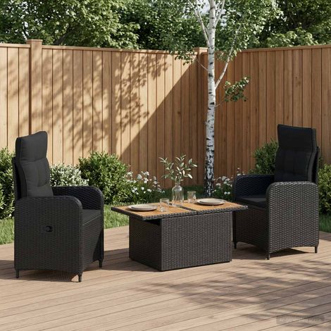 vidaXL Outdoortisch-Set 3 pcs Schwarz (1/5)