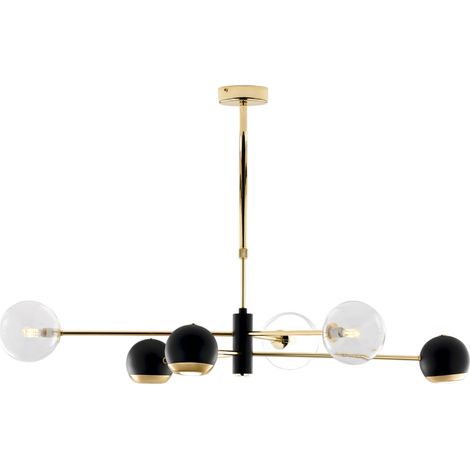 Lampadario MOKA Jupiter oro/nero, sfere vetro 6 luci G9+GU10 (1/5)