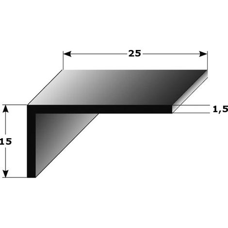 Winkelprofil "Alcoba" als Montageprofil / Bauprofil, ungleichschenklig, Silber eloxiert, aus Aluminium-1000-15 mm-25 mm