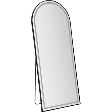 Specchio da terra ad arco con cornice nera e illuminazione LED (1/5)
