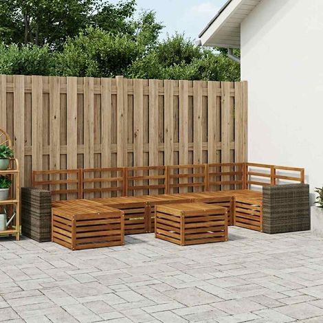 vidaXL Outdoor Sofa Set 8 pcs Natural Solid Acacia Wood (1/5)
