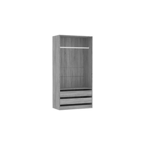 Armoire dressing 1 penderie 2 tiroirs 100cm - Collection Kodok-Chêne gris (1/5)