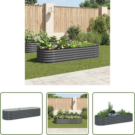Hochbeet -  Garten-Hochbeet 240x80x44 cm Verzinkter Stahl Grau (1/5)