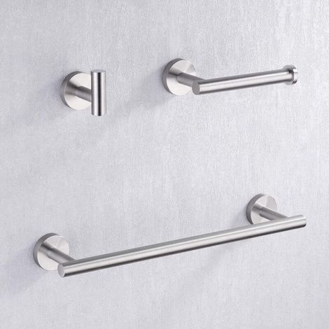 Towel Rail 40CM Toilet Paper Holder Hook Bathroom Hardware Set 3 Pieces Wall Mount SUS304 Stainless Steel Rustproof Brushed Finish, LA202DG-32 (1/5)