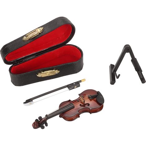 Bijoux Vintage de Violon Miniature en Bois avec une Apparence Vive pour la Décoration de Bureau à Domicile, Cadeau d'anniversaire, Cérémonie de Remise des Diplômes, Violon Miniature en Bois (1/5)