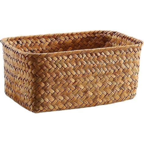Handgeflochtener Aufbewahrungskorb aus Seegras, dekorativer Schreibtischkorb für Schreibwaren und Spielzeug – 21,00 x 15,00 x 10,00 cm (1/3)