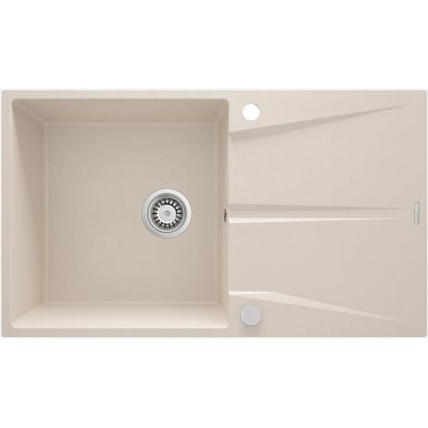 Lavello cucina in granito con 1 vasca e gocciolatoio 86x50 cm beige - Drax