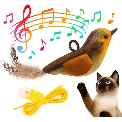 Uccello interattivo da appendere per gatti con movimento a molla - Per gattini e gatti adulti - Regalo ideale per i proprietari di gatti - Decorazione per finestre - Gatto interattivo da interni (1/5)