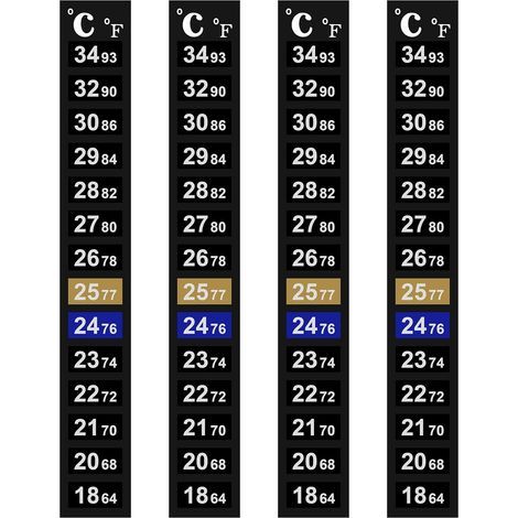 Thermometer, Temperaturstreifen 18–34 °C, Aquarienkleber, Schwarz, Reptilien & Fische (1/5)