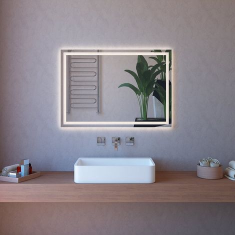 Badezimmerspiegel mit Hintergrundbeleuchtung, 100x70 mit LED ETR111