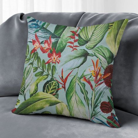 Housse de coussin plantes fleurs papillon, décoration intérieur élégant,50×50cm (1/5)