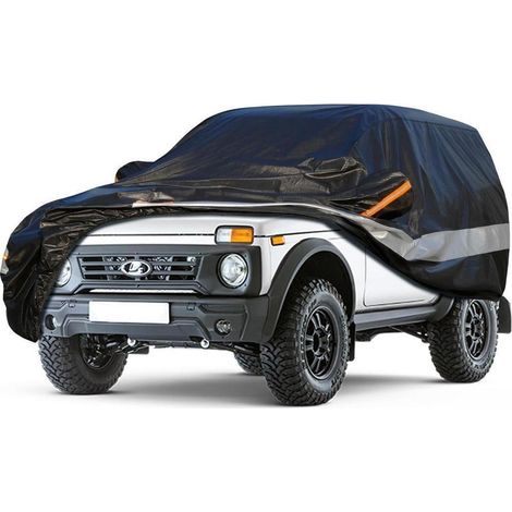 Autoabdeckung 10 Schichten Wasserdicht Atmungsaktiv für Lada Niva (1977-2023) Schwarz (1/5)