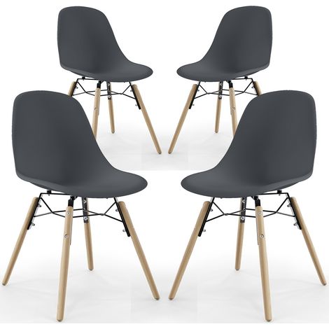 Dining Chair - Scandinavian Design - Wooden Legs - Pack of 4 - Skögur