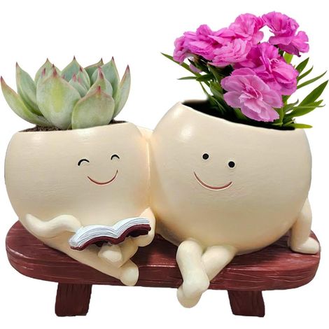 Pot de fleurs avec visage - Pot de fleurs décoratif amusant - Pot de fleurs (1/5)