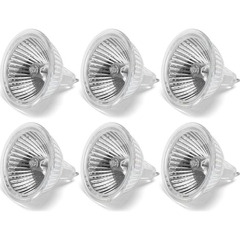 Ampoule Halogene GU5.3 50W, MR16 12V Dimmable Réflecteur, Blanc Chaud 2800 K, 2 Broches, Spot Angle de Faisceau 38°, Base à Broches Halogènes pour Eclairage de Salon, Eclairage Paysage, Lot de 6 (1/5)