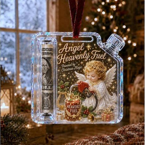 Porte-billets de Noël en acrylique transparent, décoration amusante à suspendre au sapin, ornement de Noël en forme de tirelire, décoration amusante pour offrir de l'argent. (1/4)