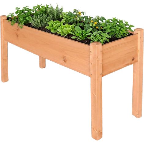 Relaxdays Hochbeet, Kräutergarten, HxBxT: 76 x 127 x 46 cm, Garten, Balkon, Terrasse, Pflanzenbeet, Tannenholz, orange