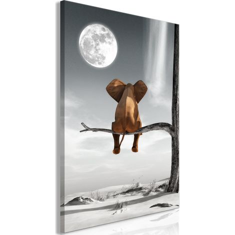 Tableau Elephant and Moon (1 Part) Vertical - 40 x 60 cm (1/3)