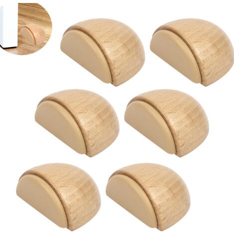 6-piece set of doorstops – Self-adhesive wooden doorstops for floors and parquet – Self-adhesive doorstop