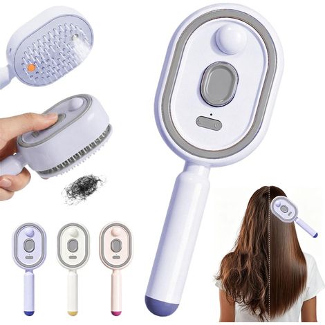 3 en1 Brosse Vapeur Électrique Peigne de Massage Électrique à Coussin d Air avec spray Anti Frizz pour Cheveux Secs ou Mouillés avec (1/4)